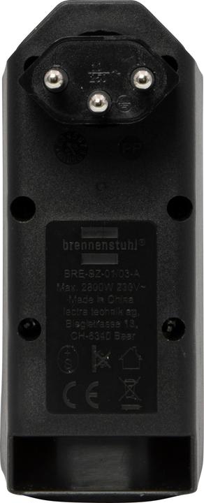 Produktbild Brennenstuhl cleverLINE Abzweigstecker 2+1 fach schwarz, drehbar bis 300° (ohne Aufhänger) *CH* (Typ 13, 3x)