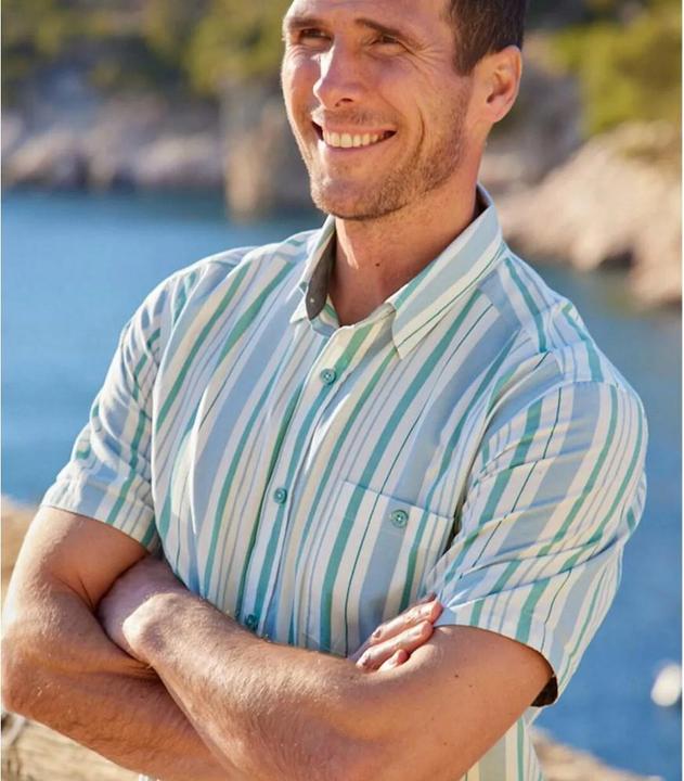Produktbild Atlas For Men Gestreiftes Sommerhemd aus Popelin (L)