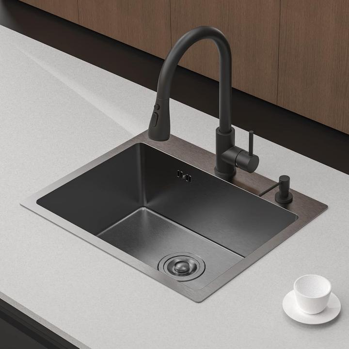 Immagine prodotto Ibergrif Lavello con Filtro di Scarico e Due Fori di Montaggio (Lavello montato, 45 cm)