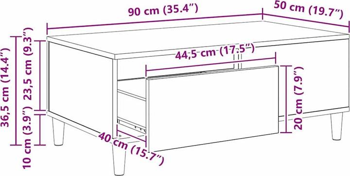 Image du produit vidaXL Couchtisch (90 x 50 x 35 cm)