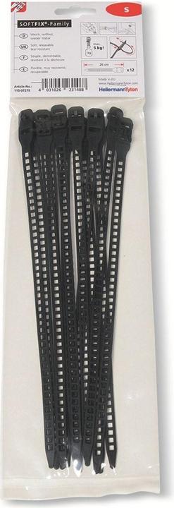 Produktbild HellermannTyton Kabelbinder Softfix S 260x7mm (Kunststoffkabelbinder, 260 mm, 12 Stk.)
