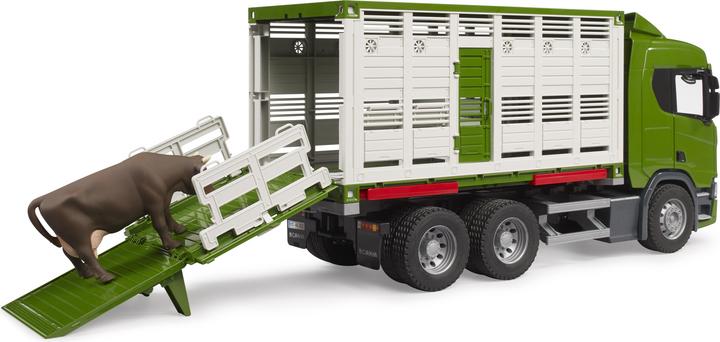 Actual product image Bruder Scania Super 560R animal transport truck with 1 cow