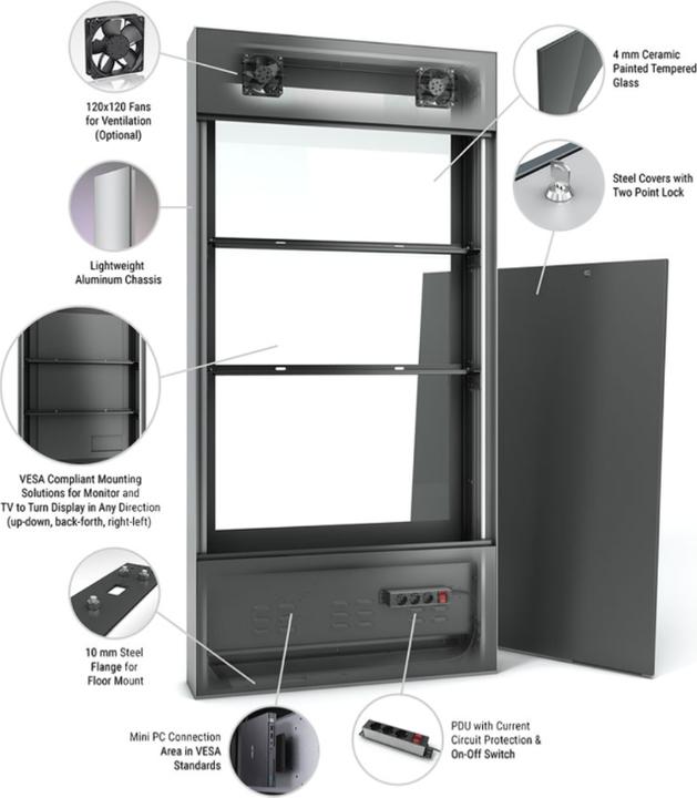 Image du produit DSS Stèle d'intérieur Portrait,écran 50",argent/noir