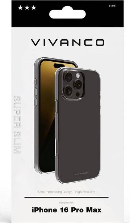 Immagine prodotto Vivanco Cover SUPER SLIM per iPhone 16 Pro Max, trasparente (Apple iPhone 16 Pro Max)