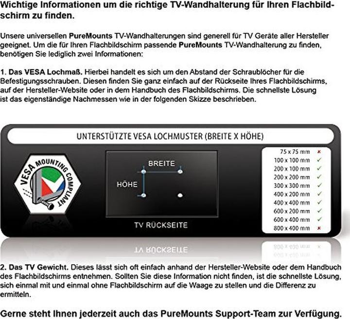 Produktbild PureMounts PM-PLATINUM-65 (Wand, 65", 30 kg)