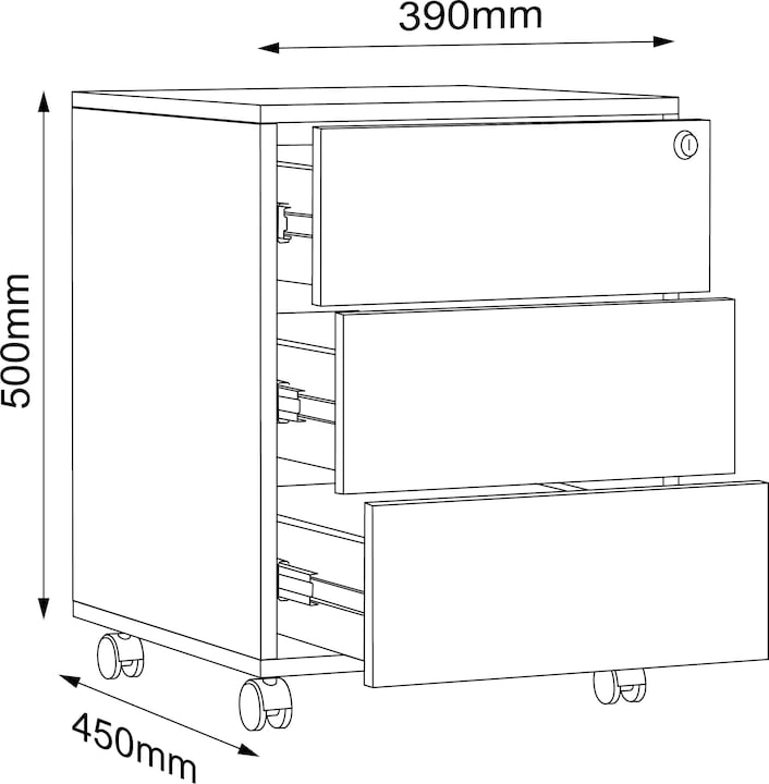 Nährwerte und Zutaten VCM Büro Rollcontainer Salia 3 Schublade (50 x 42 x 45 cm)