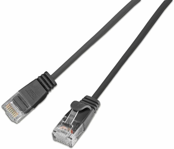 Actual product image SLIM Slimpatchkabel RJ-45 - RJ-45, Cat 6A, U/UTP, 10 m, Schwarz (U/UTP, CAT6a, 10 m)