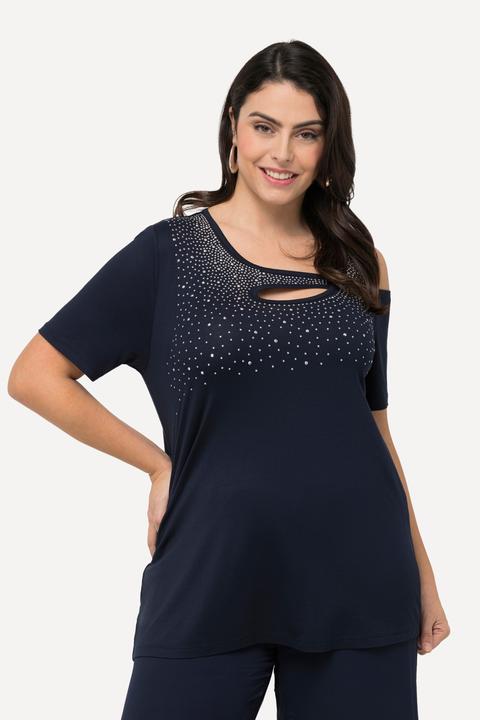 Produktbild Ulla Popken T-Shirt, Ziersteine, A-Linie, Cut-Outs, Halbarm (50, 52)