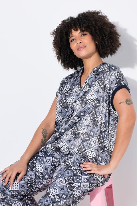 Produktbild Angel of Style Bluse, Relaxed Fit, Satin, Rhombenmuster (52)
