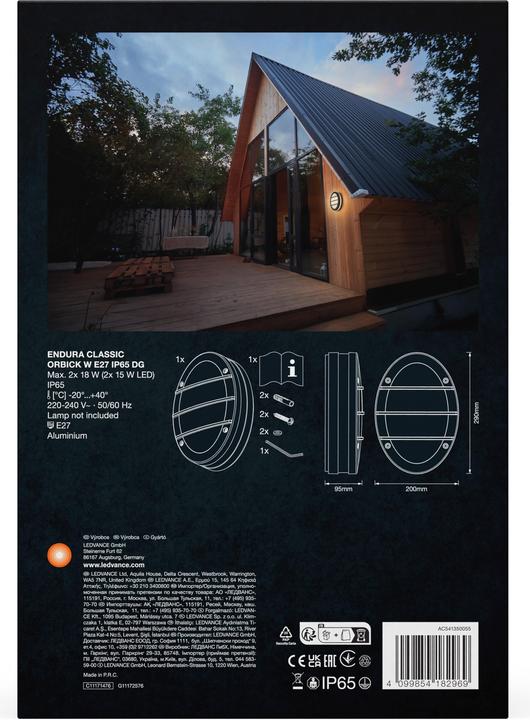 Produktbild Ledvance Endura Classic IP65 E27 Orbick Wall Dark Gray (E27, IP65)