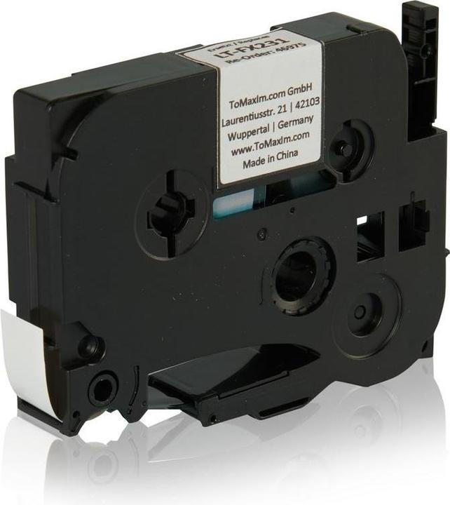 Image du produit Inkadoo TZEFX231 Ruban P-Touch noir sur blanc laminé 12mm x 8m Compatible, convient pour (1.20 cm, Blanc, Noir)