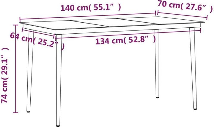 Produktbild vidaXL Garten Essgruppe (140 x 70 x 74 cm)