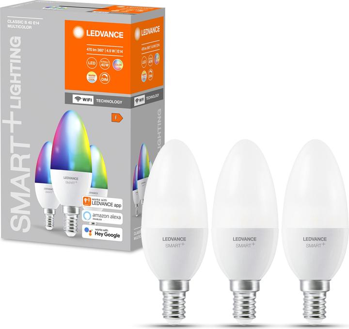 Ledvance Smart+ Wifi Candle (E14, 4.90 W, 470 lm, 3 x, F)
