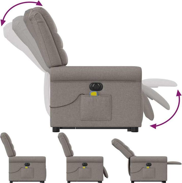 Actual product image VidaXL Electric massage chair with stand-up aid Taupe fabric