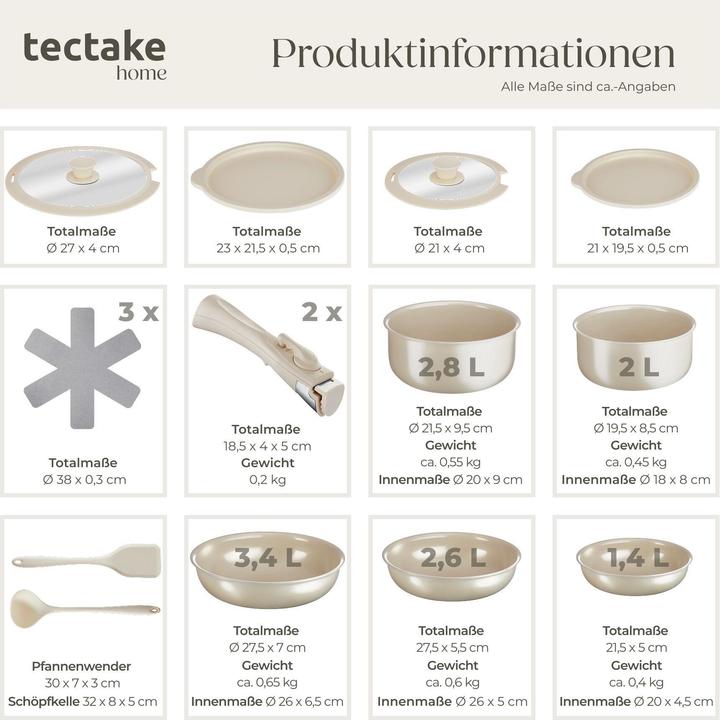 Actual product image tectake Kitchen starter set for 6 people with crockery, pots etc. (46 pcs.)