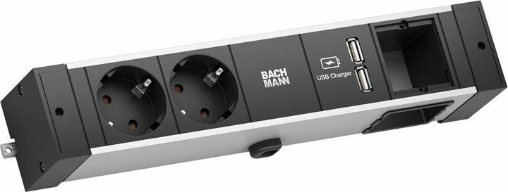 Image du produit Bachmann DESK RAIL 2x contact de protection 1x USB Charger 1x ABD (2x, CEE 7/3, 2 m)