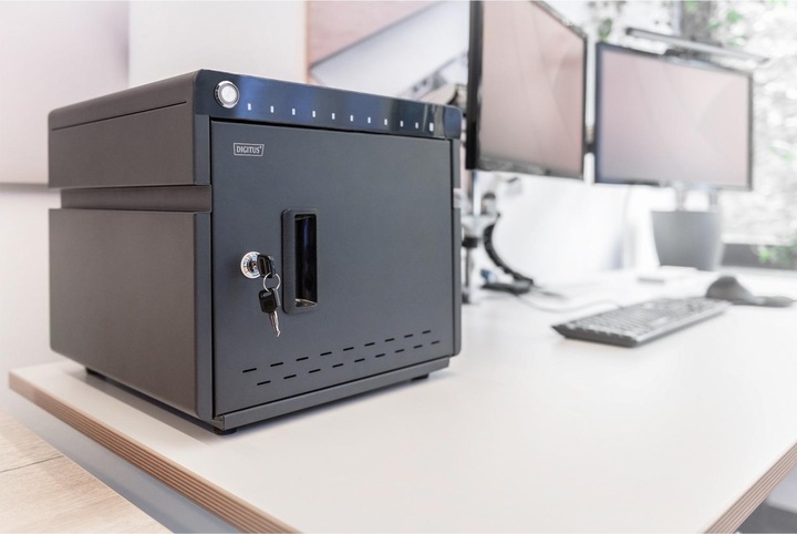 Actual product image Digitus Mobile Desktop Charging Cabinet for Notebooks/Tablets up to 14 inch, UV-C, USB-C