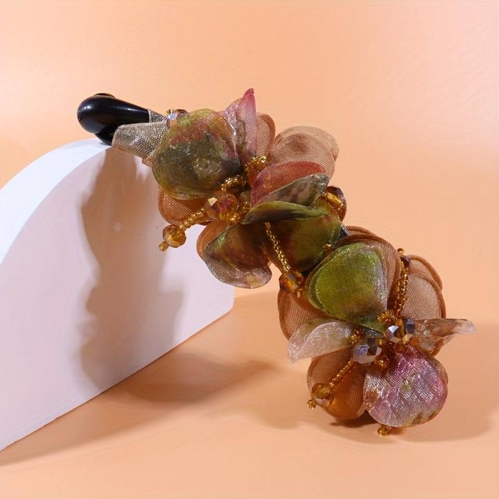 Immagine prodotto Activity Board 2 Stück Vintage Bohemian Style Fabric Flower Hair Claw - Harz elegante Bananenklammer rutschfeste (2 pz.)