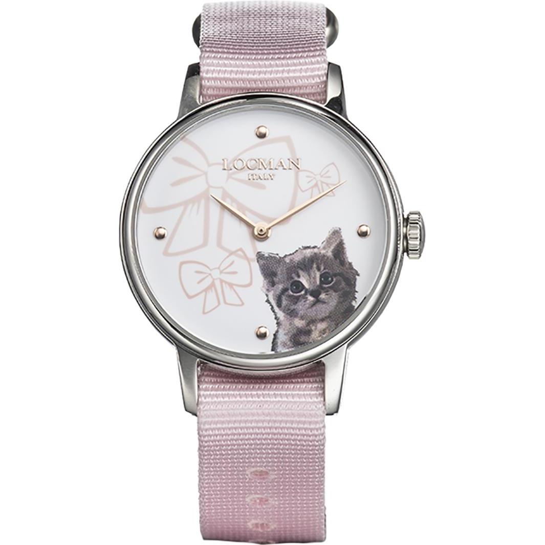 Locman, Armbanduhr, Italy Damenuhr 1960 Fantasy Cat Ref. F253A08S-00WHGA1NP, Rosa, (Analoguhr, 32 mm)