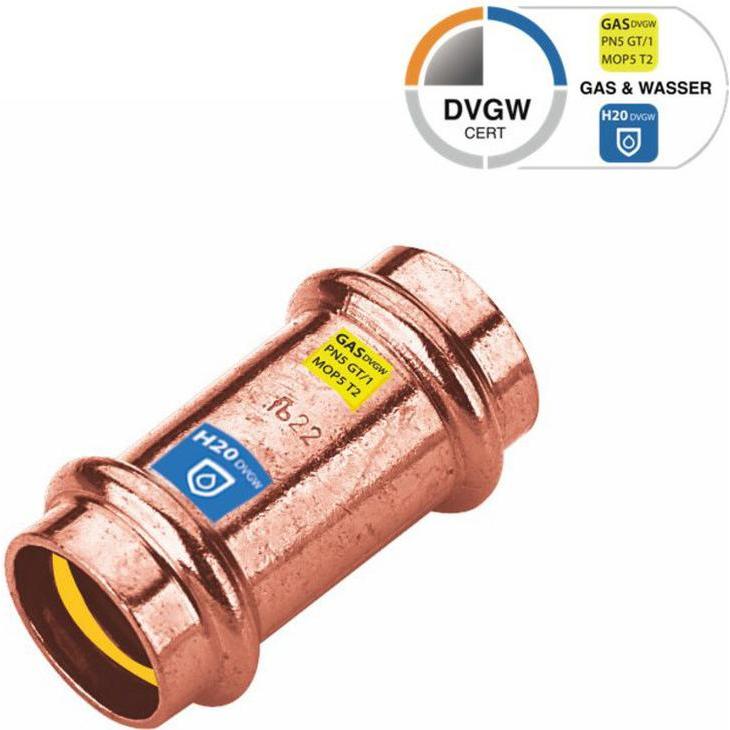 Sanpro, Rohrverbindungstechnik, CUPRESSK Pressfitting Kupfer Kupplung - Muffe, Grösse V 22 (Rohrkupplung)