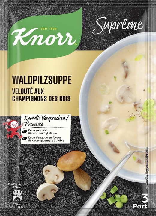Image du produit Knorr Suprême Soupe de champignons des bois sachet avec champignons, cèpes, chanterelles & crème fraîche