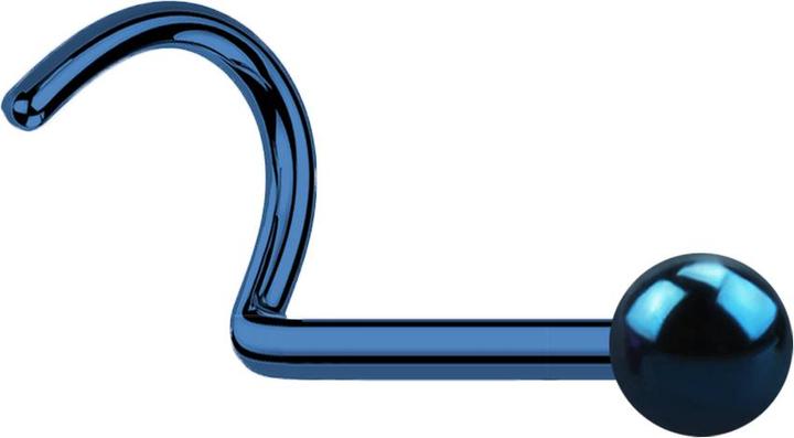 Image du produit Star Piercing Clous de nez courbes bleu foncé avec boule (sans laiton, Acier chirurgical 316L)