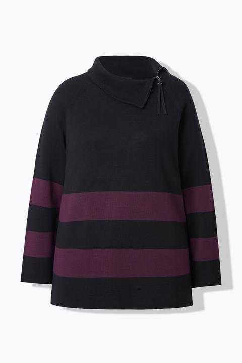 Produktbild Ulla Popken Pullover, Blockstreifen, Rollkragen, Zipper (54)