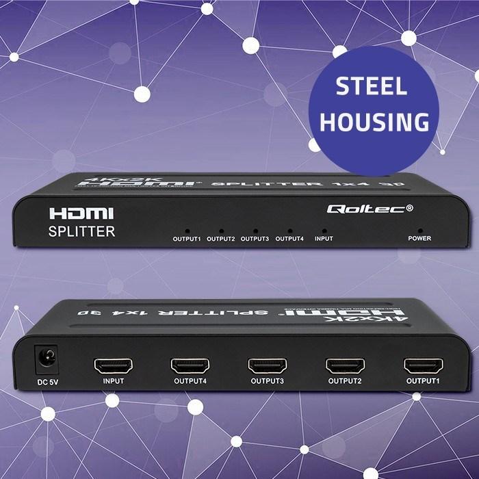Produktbild Qoltec 51798 Aktiver HDMI-Splitter 4 x HDMI 4K x 2K | 3 4 Gbit/s