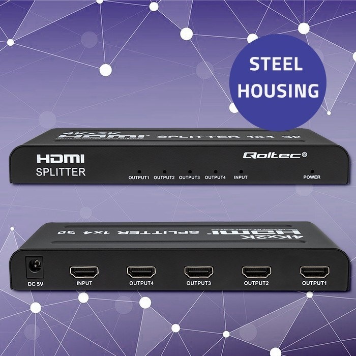 Produktbild Qoltec 51798 Aktiver HDMI-Splitter 4 x HDMI 4K x 2K | 3 4 Gbit/s