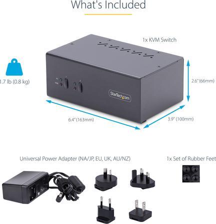 Produktbild StarTech COM 2-Port KVM Switch Dual Monitor DisplayPort 4K 60Hz 2x USB 3.0 2x USB 2.0 Hotkey/Druckta