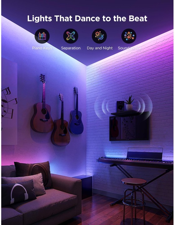 Immagine prodotto Govee Striscia LED 2 Pro (Bianco caldo, Rosso, Blu, Verde, 500 cm, Interno)