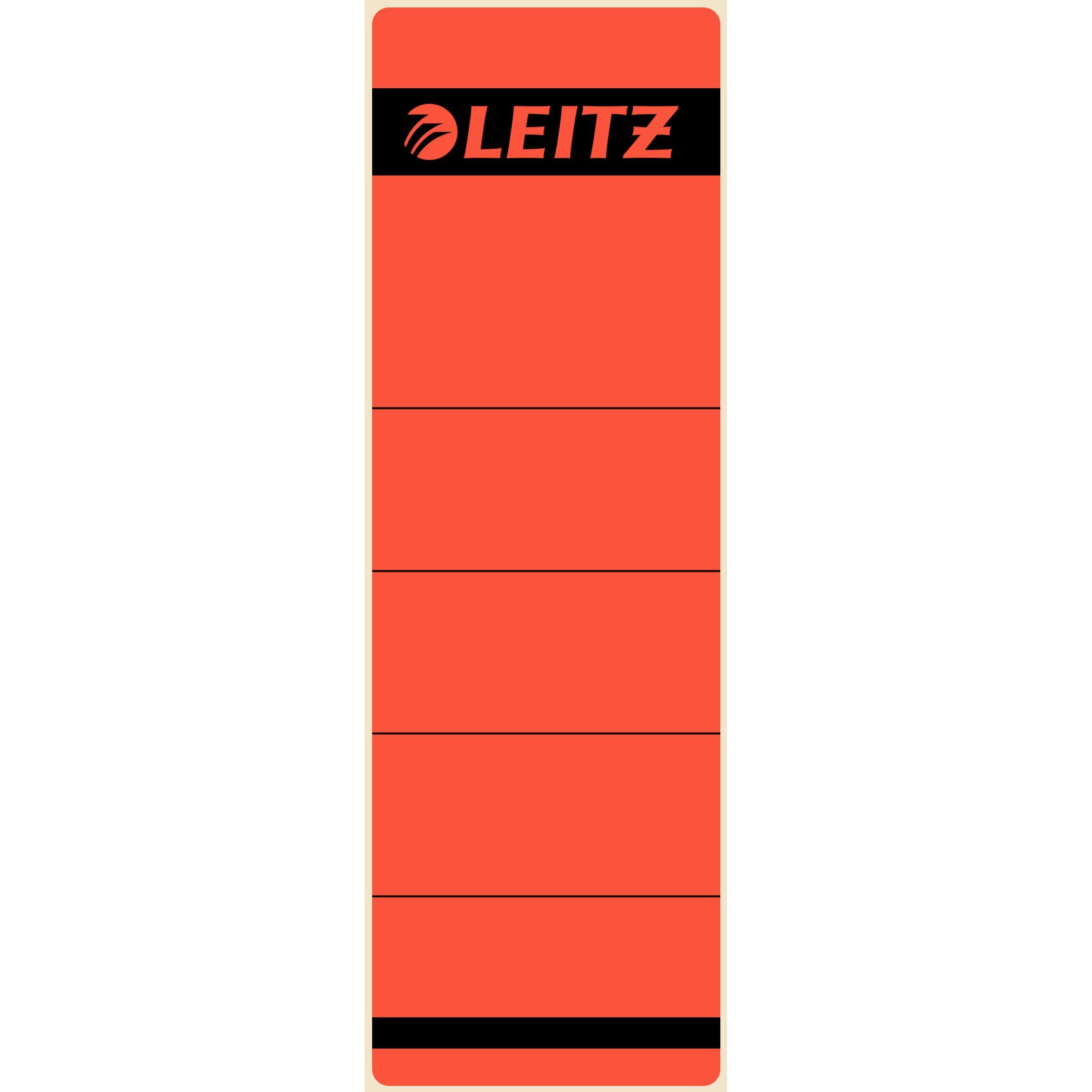 Leitz, Ordner Zubehör, Ordnerrücken-Etikett, 61 x 192 mm, kurz, breit, rot passend für Standard- und Hartpappe-