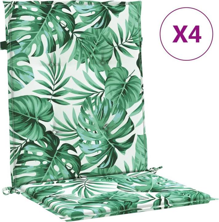 Produktbild vidaXL Niedriglehner-Auflagen 4 Stk. Blattmuster Stoff, Material (100 x 50 cm)