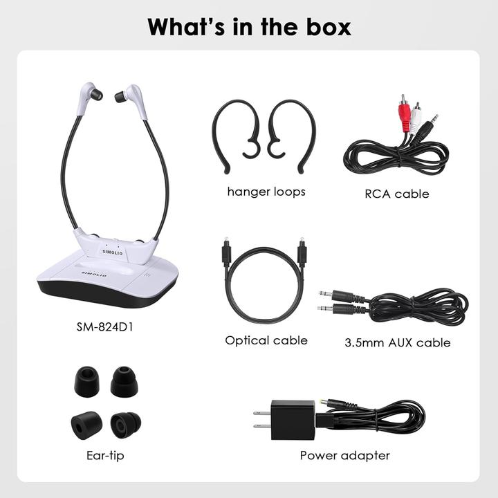 Image du produit Simolio Kabellose TV-Kopfhörer mit Ladestation & Mikrofon (ANC, Sans fil)
