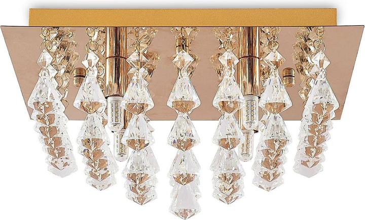 Produktbild Lindby Rimedia Kristall-Deckenleuchte, gold, 35 cm (G9)