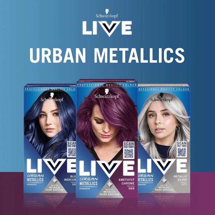 Actual product image Schwarzkopf Live Urban Metallic Hair Dye U69 Amethyst Chrome (U69 Amethyst Chrome)