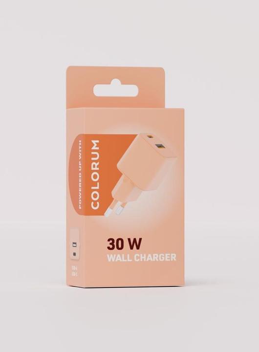 Actual product image Forever COLORUM wall charger USB-A + USB-C PD 30W CLS30-AC-14 x Peach Fuzz (30 W, 2 ports)