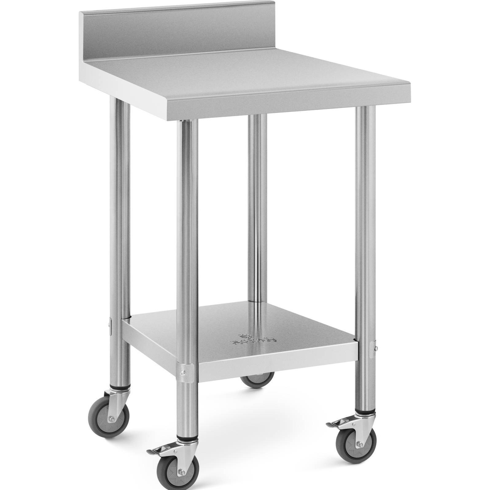 Royal Catering, Werkbank + Arbeitsbock, Rollbarer Edelstahl Arbeitstisch Edelstahltisch Aufkantung 60 x 60 cm 120 kg (60...