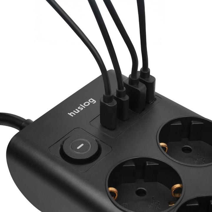 Actual product image Huslog Flat power strip (6x, CEE 7/5, 1.50 m)