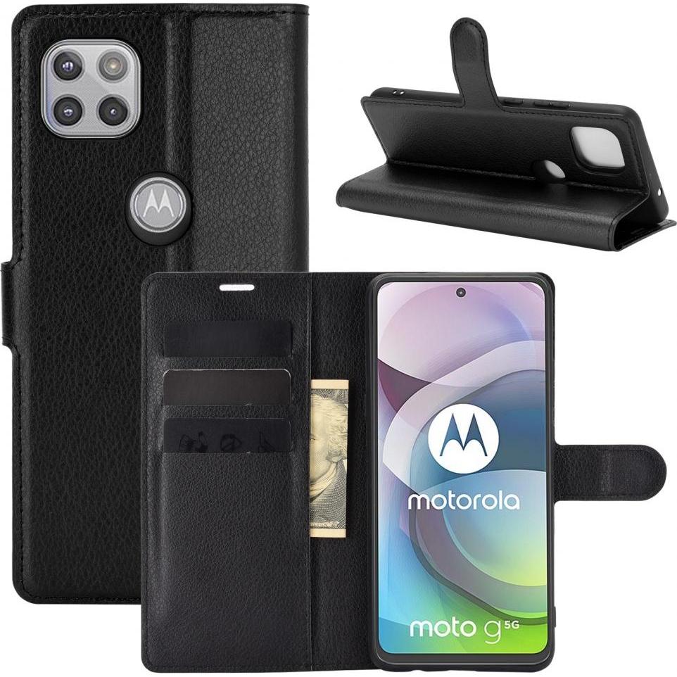 Screenguard Motorola Moto G 5G Leather Guard Lederhülle (Motorola Moto G 5G), Smartphone Hülle, Schwarz