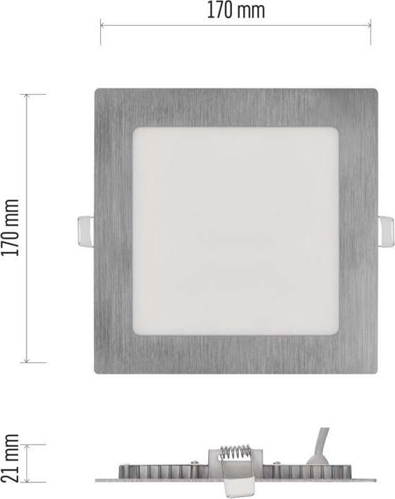 Produktbild Emos LED-Einbauleuchte NEXXO, quadratisch, silber, 12,5W, mit Change CCT (1050 lm)