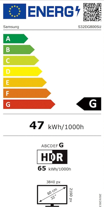 Energie-Label Samsung Odyssey OLED G8 - G80SD (3840 x 2160 Pixel, 32")