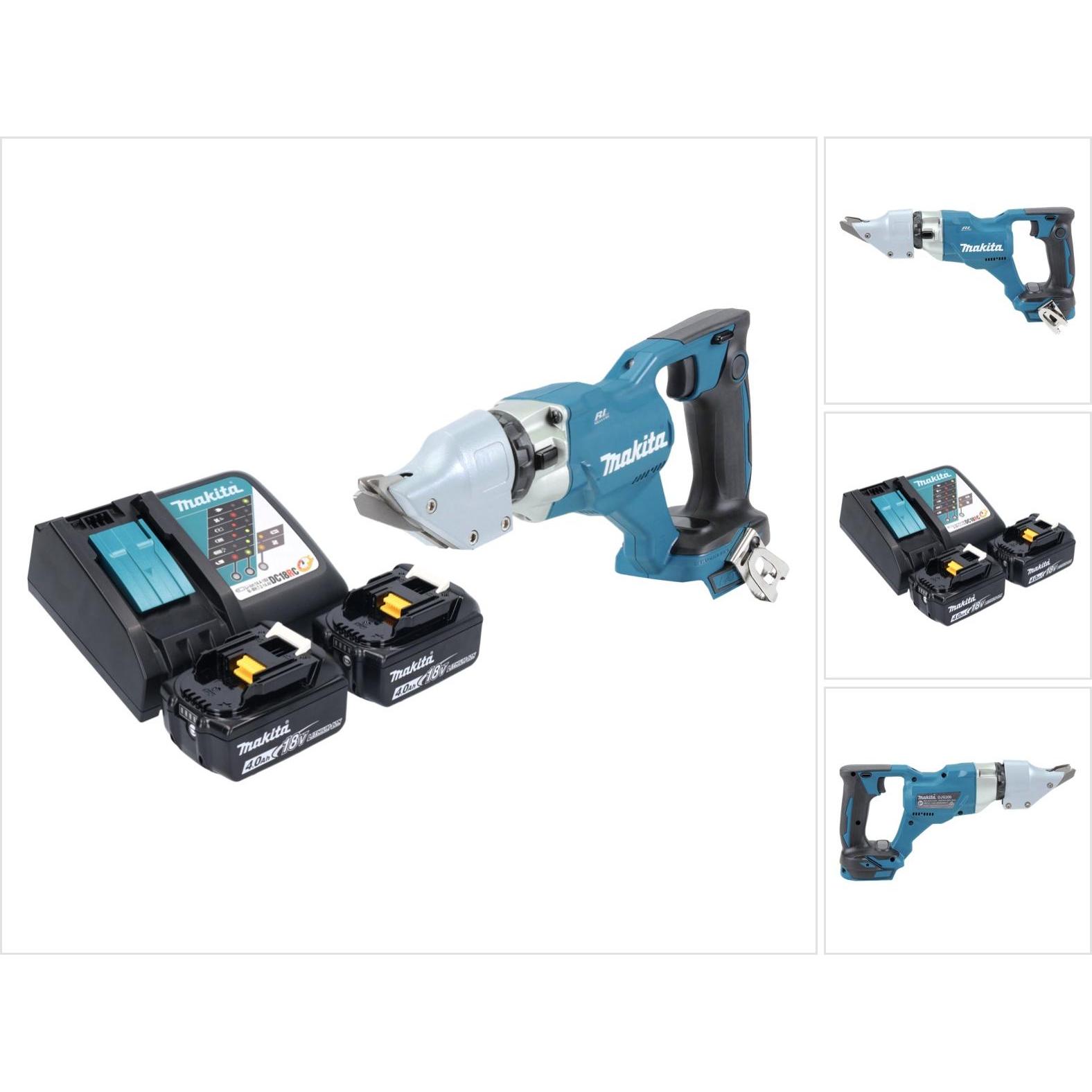 Makita, Elektroblechschere, DJS 200 RM Akku Blechschere 18 V 2,0 mm Brushless + 2x Akku 4,0 Ah + Ladegerät