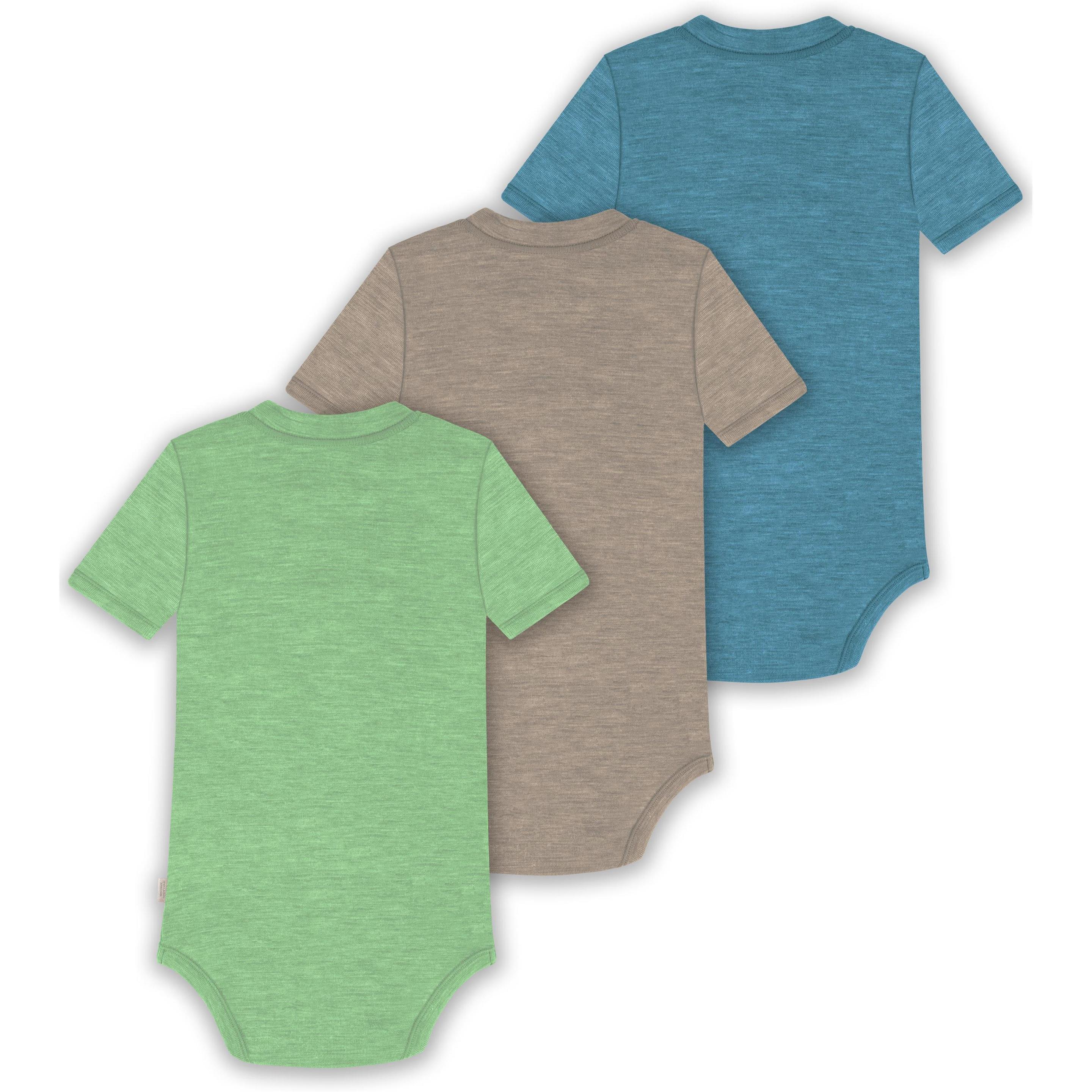 Thumbnail - Normani, Herren, Body, 3er Set Baby Merino Kurzarmbody „Tihoi" - 9323, Blau, (68)