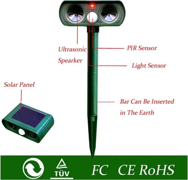 Produktbild Ueli Express 2er Set Ultraschall Tiervertreiber Katzenschreck mit Solar und Akku Betrieb