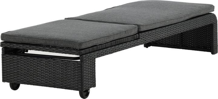 Venture Home London Sonnenbed mit Kissen - Polyrattan - Schwarz/Grau (9262-001) (197 cm)