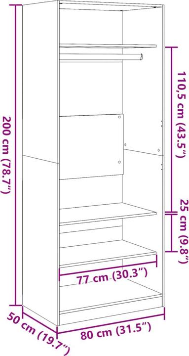 Produktbild vidaXL Alexius (80 x 50 x 200 cm)