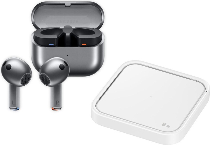 Samsung Galaxy Buds3 SM-R530, grey + Charger Pad EP-P2400T (ANC, 24 h, Wireless)