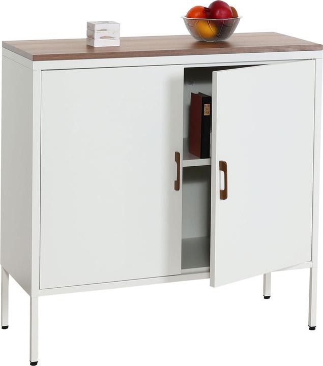 Image du produit Mendler Commode HWC-L84, 2 portes métal 90x90x40cm, mélaminé - blanc (90 x 90 x 40 cm)