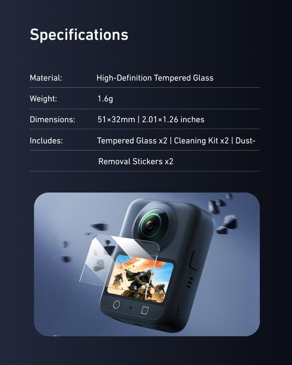 Produktbild Telesin Screen Protector-Set Tempered Glas For DJI Osmo 360